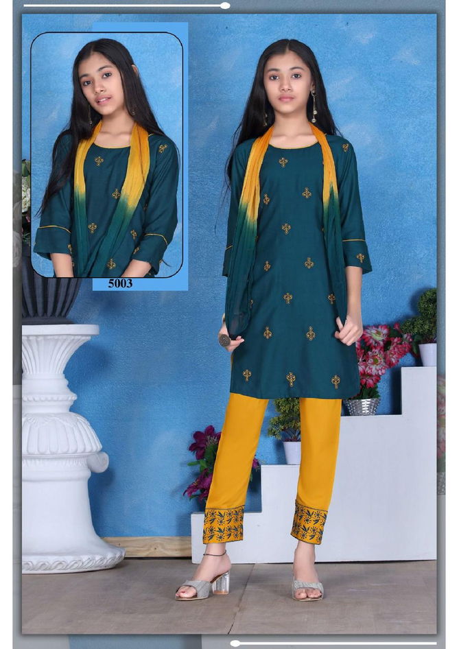 Gauri By Trendy Size Set Kids Kurti With Bottom Dupatta Girls Wear Catalog